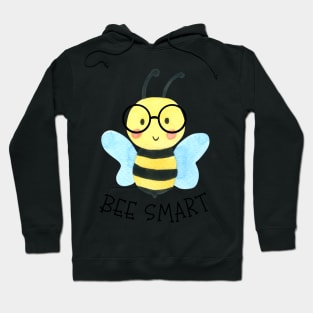 Cute Watercolor Bee Smart With Glasses Hoodie